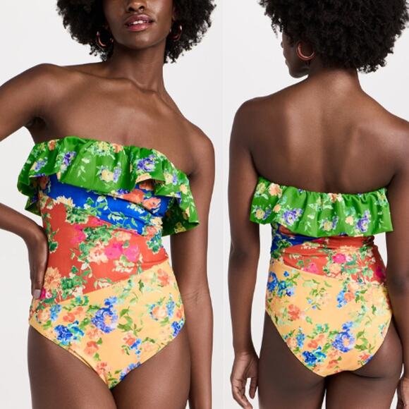 NWT Caroline Constas Colorblock Marisol One Piece Radiant Floral Mix Swimsuit - Picture 1 of 8